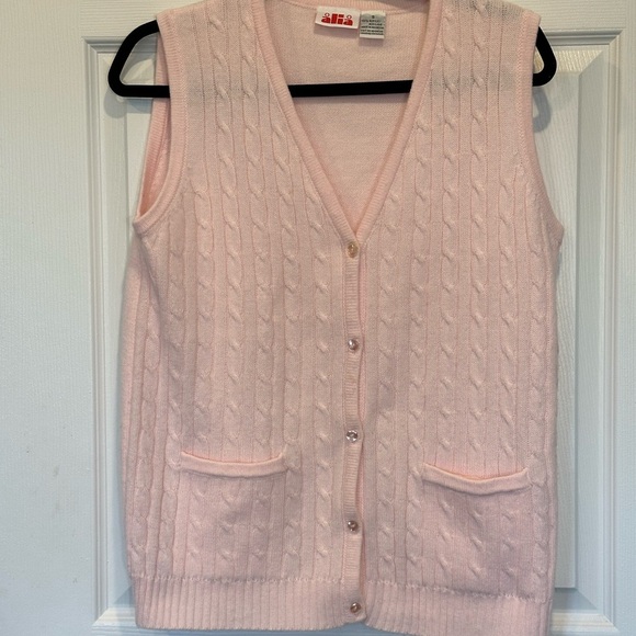 Vintage Inspired Pink Knit Sweater Vest | Grandmacore Grandpa Soft Academia - Picture 1 of 6